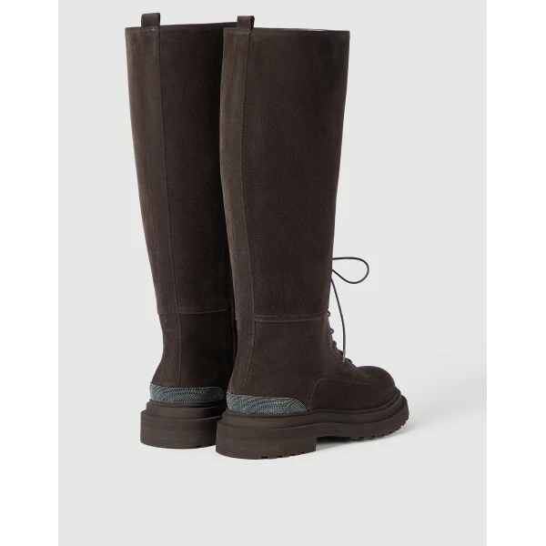 Suede boots with monili in Pepper - Image 3