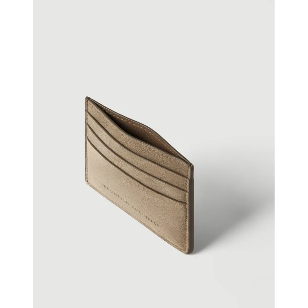 Brunello Cucinelli Suede card case in Beige, view 4 | Wallets & Purses | Coveti