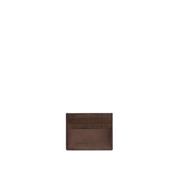 Brunello Cucinelli Suede card case in Espresso | Wallets & Purses | Coveti