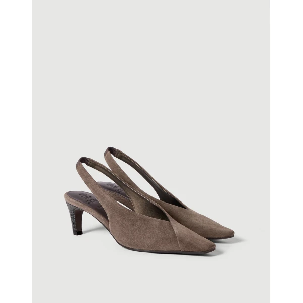 Suede city slingbacks in Bark - Image 2