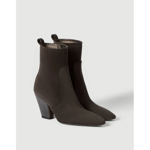 Suede heeled boots in Pepper - Image 2