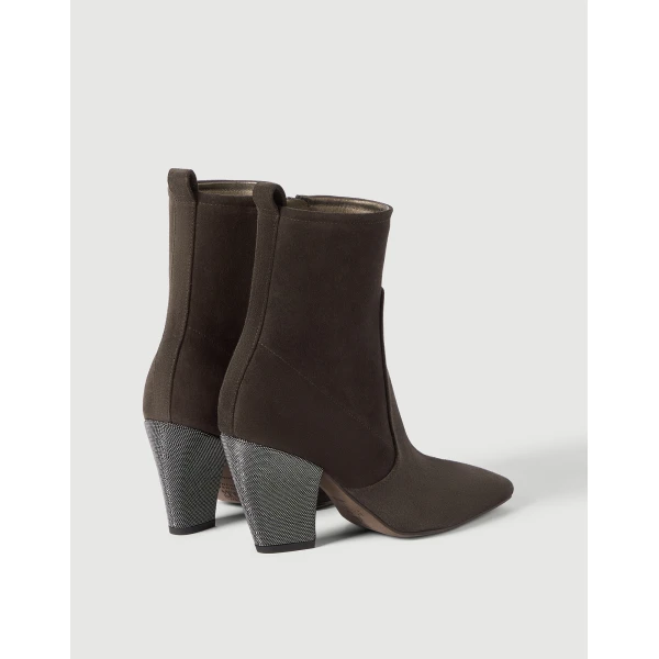 Suede heeled boots in Pepper - Image 3