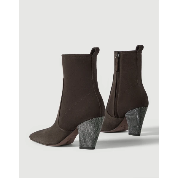 Suede heeled boots in Pepper - Image 4