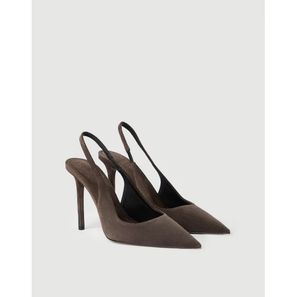 Suede heels in Pine Cone Brown - Image 2