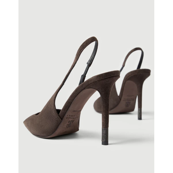 Suede heels in Pine Cone Brown - Image 4