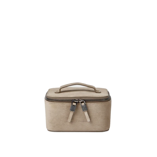 Brunello Cucinelli Suede jewelry box in Light Grey | Accessories | Coveti