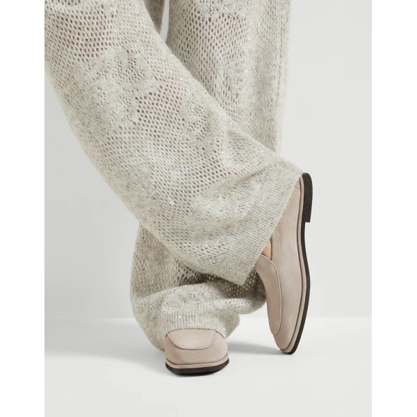 Suede loafers with monili in Light Grey - Image 5