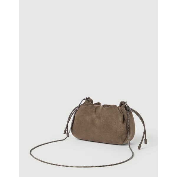Suede mini Mellow Bucket bag in Light Brown - Image 2