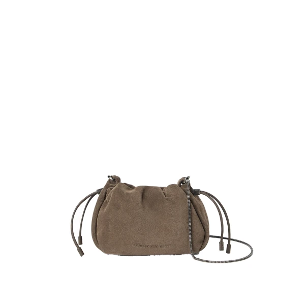 Suede mini Mellow Bucket bag in Light Brown
