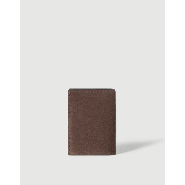 Brunello Cucinelli Suede passport holder in Espresso, view 2 | Wallets & Purses | Coveti