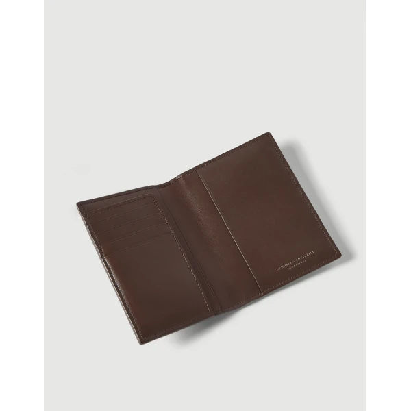 Brunello Cucinelli Suede passport holder in Espresso, view 3 | Wallets & Purses | Coveti