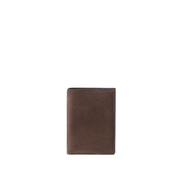 Brunello Cucinelli Suede passport holder in Espresso | Wallets & Purses | Coveti