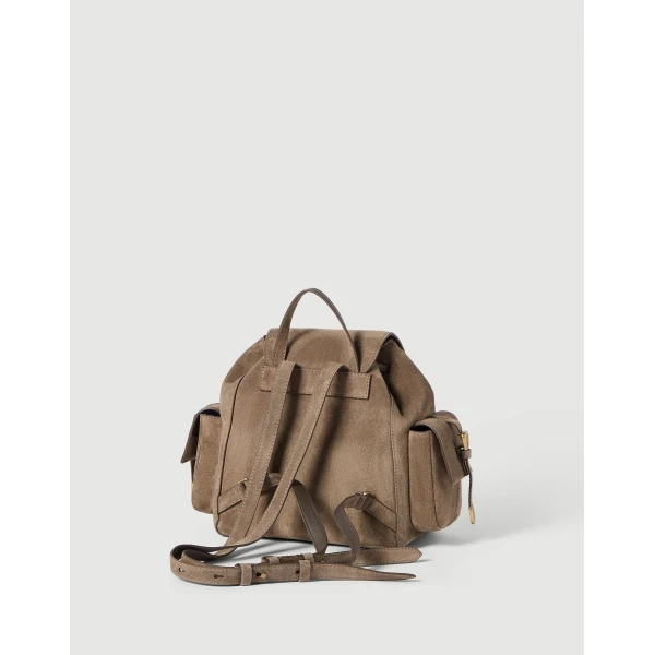 Suede sartorial backpack in Bark - Image 2