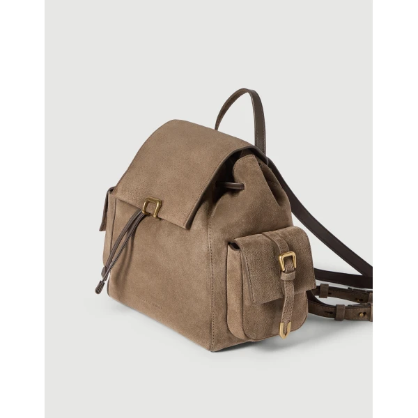 Suede sartorial backpack in Bark - Image 3