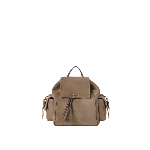 Brunello Cucinelli Suede sartorial backpack in Bark