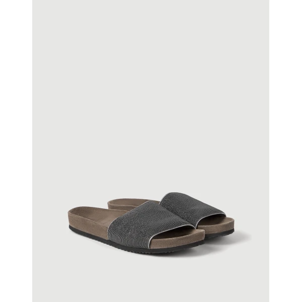 Suede slides in Silver - Image 2