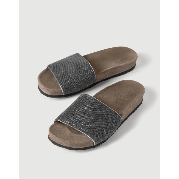 Suede slides in Silver - Image 4