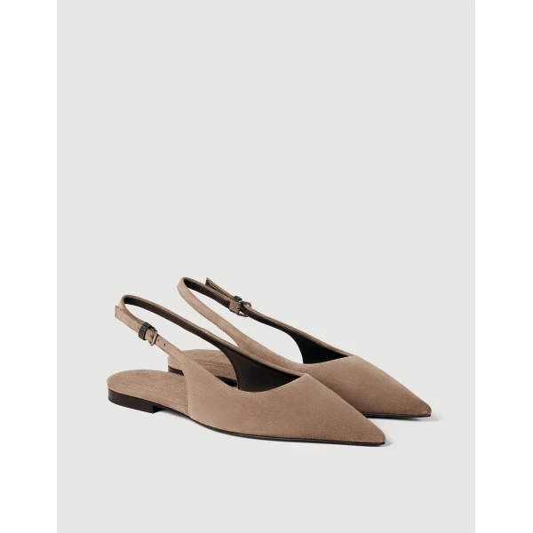 Suede slingback flats in Brown - Image 2