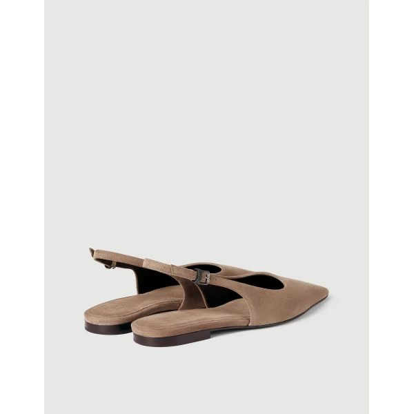 Suede slingback flats in Brown - Image 3