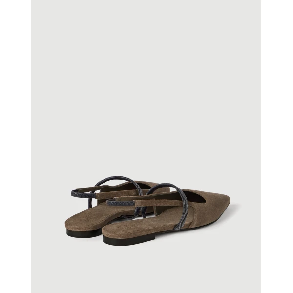 Suede slingback flats in Brown - Image 3