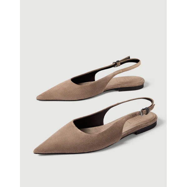 Suede slingback flats in Brown - Image 4