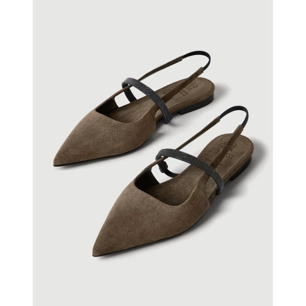 Suede slingback flats in Brown - Image 4