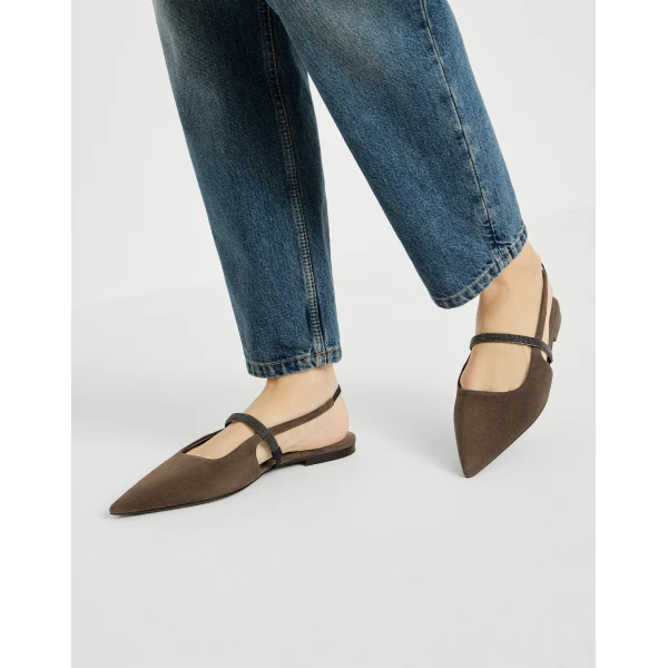 Suede slingback flats in Brown - Image 5