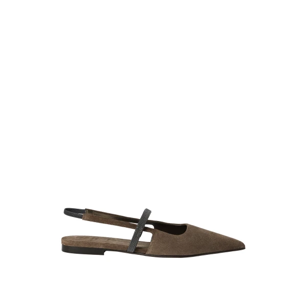 Brunello Cucinelli Suede slingback flats in Brown