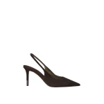 Brunello Cucinelli Suede slingback heels with monili in Pepper