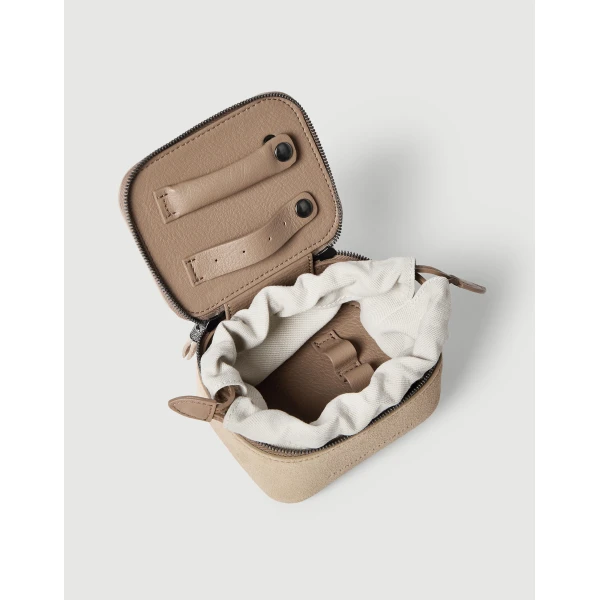 Brunello Cucinelli Suede small jewelry box in Light Grey, view 4 | Accessories | Coveti