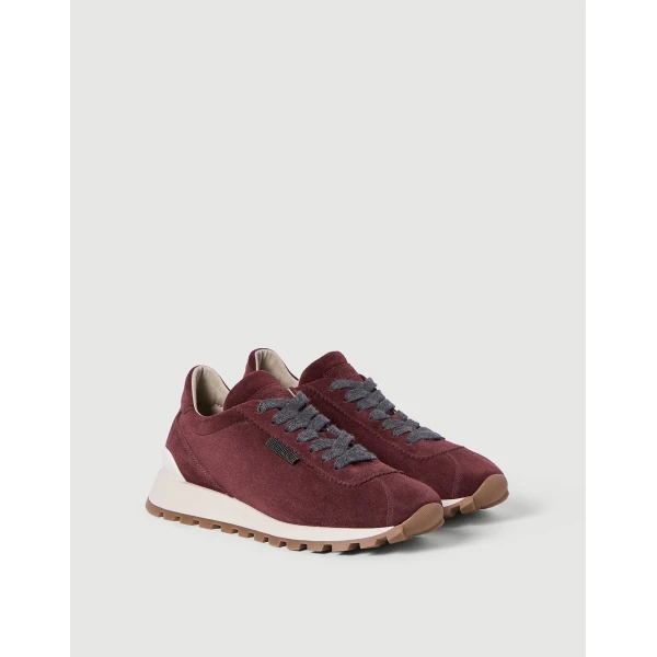 Suede sneakers with monili in Burgundy - Image 2