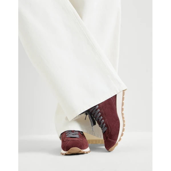 Suede sneakers with monili in Burgundy - Image 5