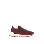 Brunello Cucinelli Suede sneakers with monili in Burgundy
