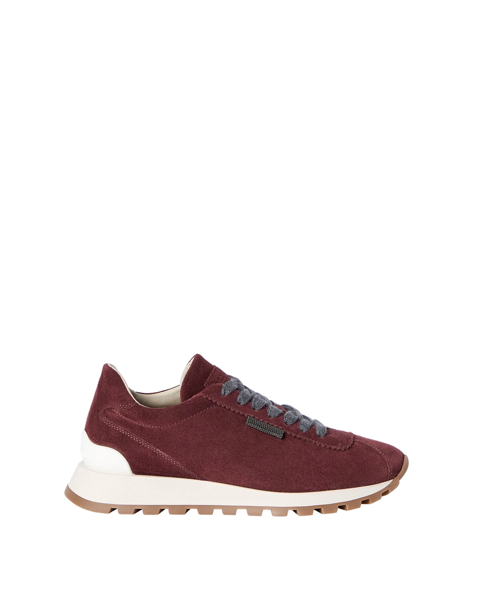 Brunello Cucinelli Suede sneakers with monili in Burgundy | Buy Sneakers at Coveti Brunello Cucinelli Suede sneakers with monili in Burgundy