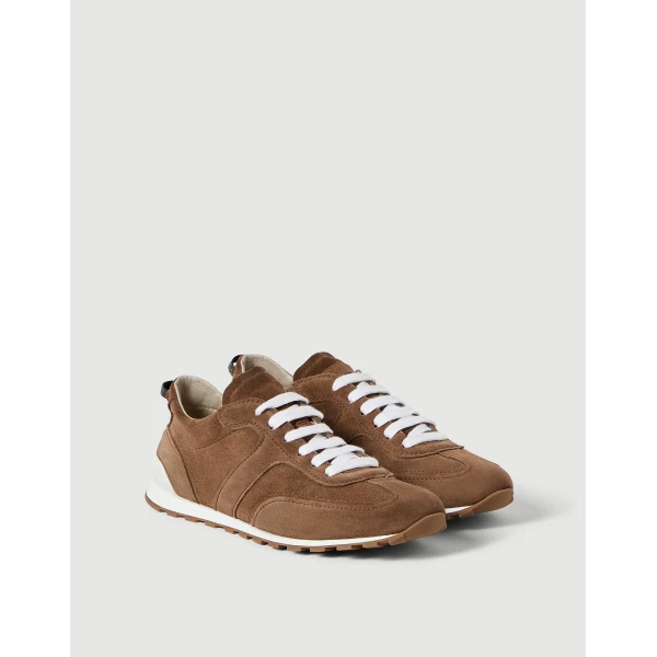 Suede sneakers with monili in Caramel - Image 2