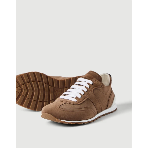 Suede sneakers with monili in Caramel - Image 4