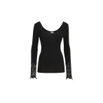 Brunello Cucinelli Sweater with dazzling lace embroidery in Anthracite
