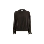 Brunello Cucinelli Sweater with wispy lace cuffs in Coffee | Sweaters | Coveti