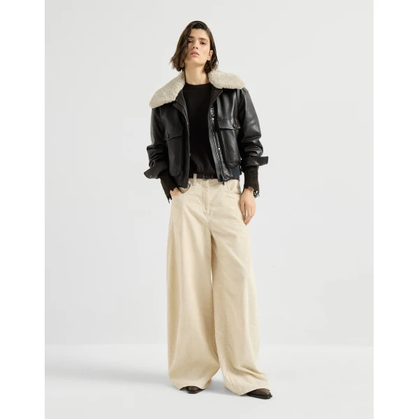 Brunello Cucinelli Sweater with wispy lace cuffs in Coffee, view 6 | Sweaters | Coveti