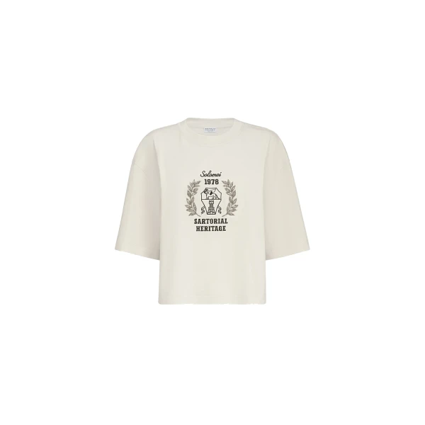 T-shirt with embroidery in Butter