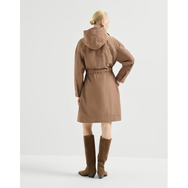 Taffeta coat with monili in Camel - Image 3