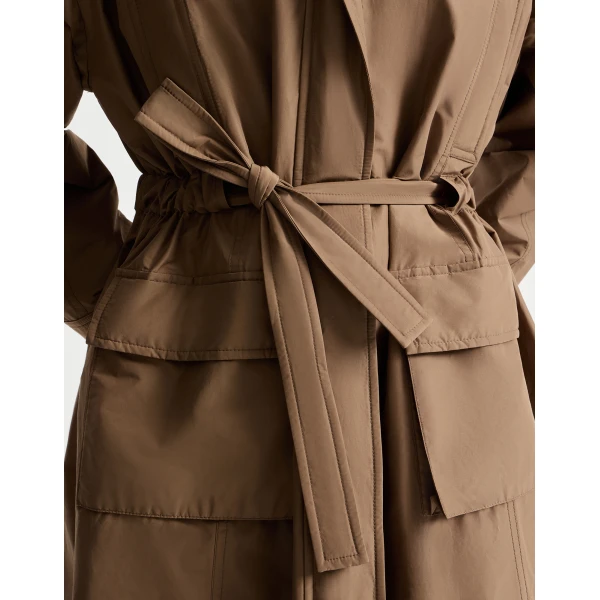 Taffeta coat with monili in Camel - Image 4