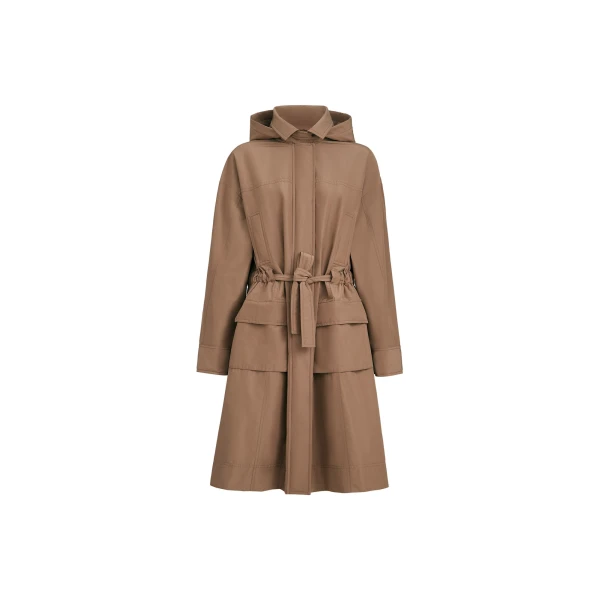 Taffeta coat with monili in Camel