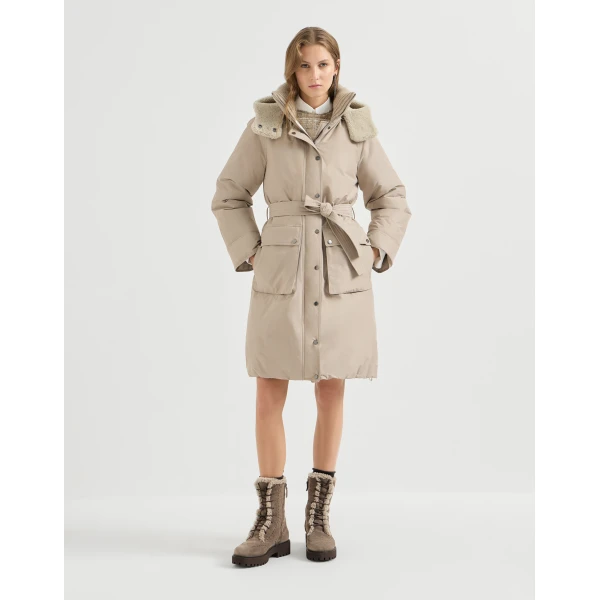 Brunello Cucinelli Taffeta down jacket in Beige, view 2 | Jackets | Coveti