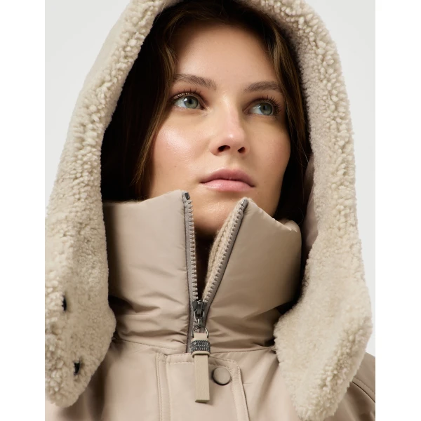Brunello Cucinelli Taffeta down jacket in Beige, view 4 | Jackets | Coveti