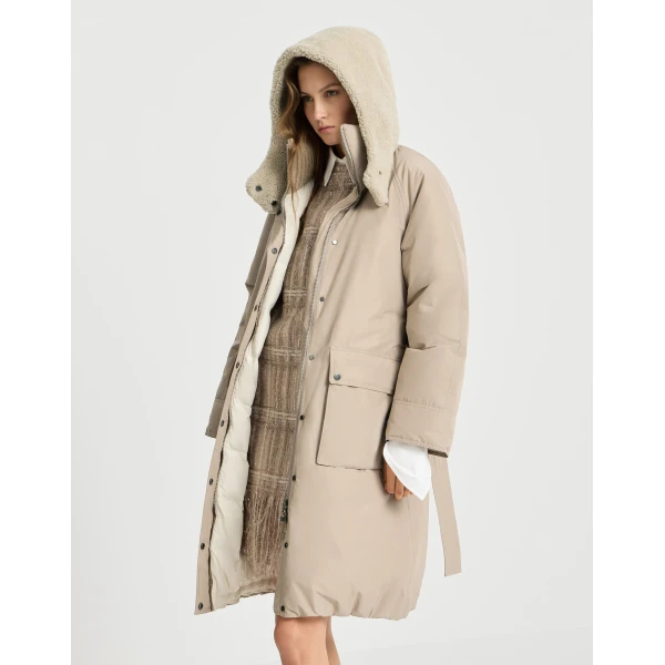 Brunello Cucinelli Taffeta down jacket in Beige, view 5 | Jackets | Coveti
