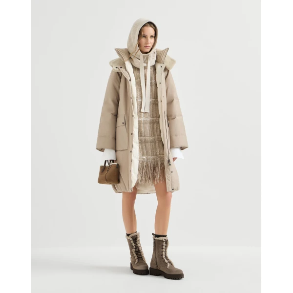 Brunello Cucinelli Taffeta down jacket in Beige, view 6 | Jackets | Coveti