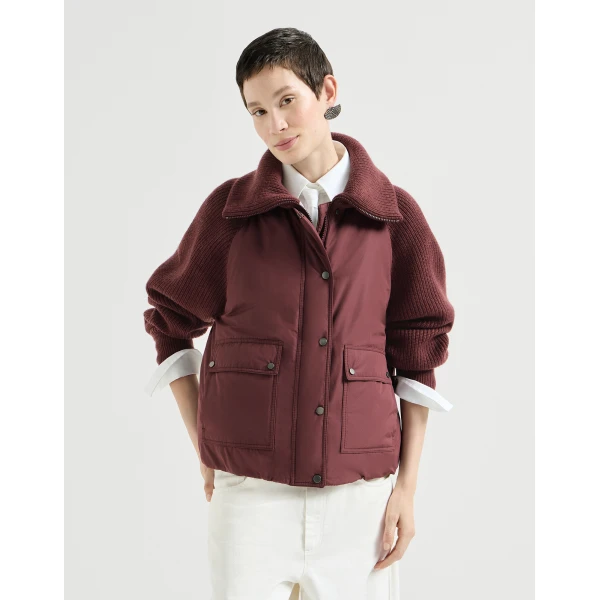 Taffeta down jacket in Burgundy - Image 2