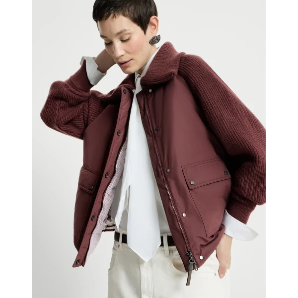 Taffeta down jacket in Burgundy - Image 5