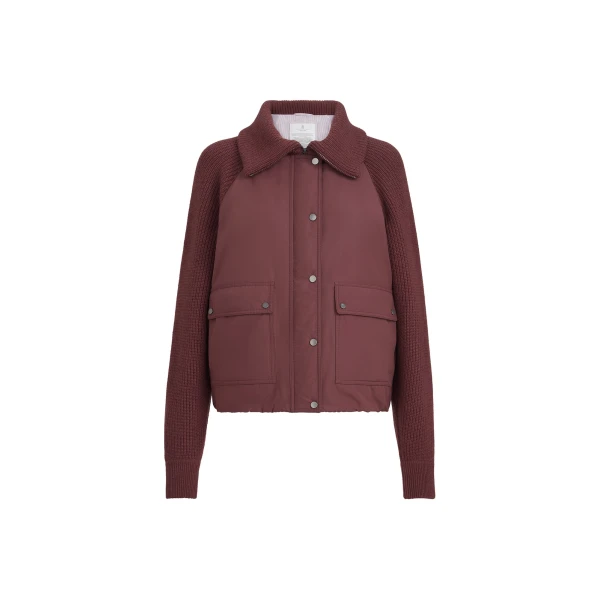 Brunello Cucinelli Taffeta down jacket in Burgundy